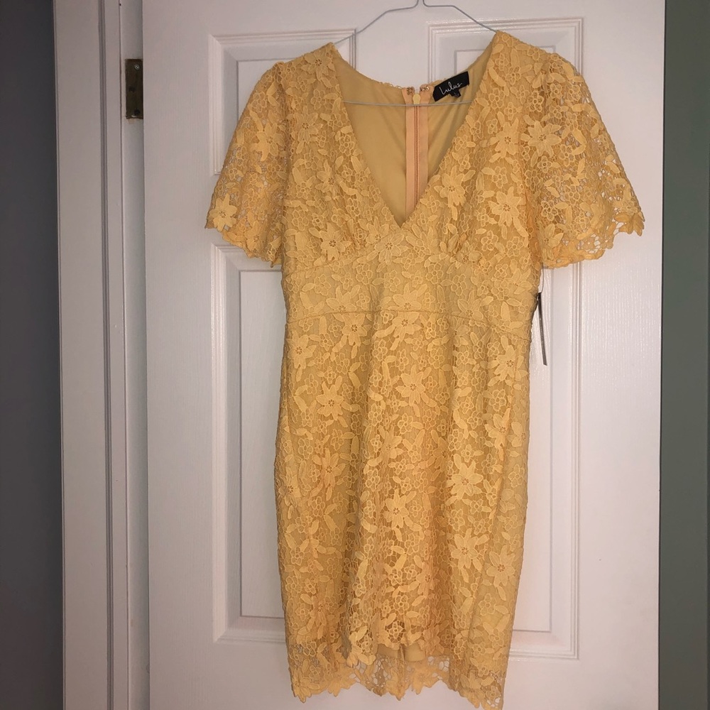 Yellow Lace Dress, Lulus